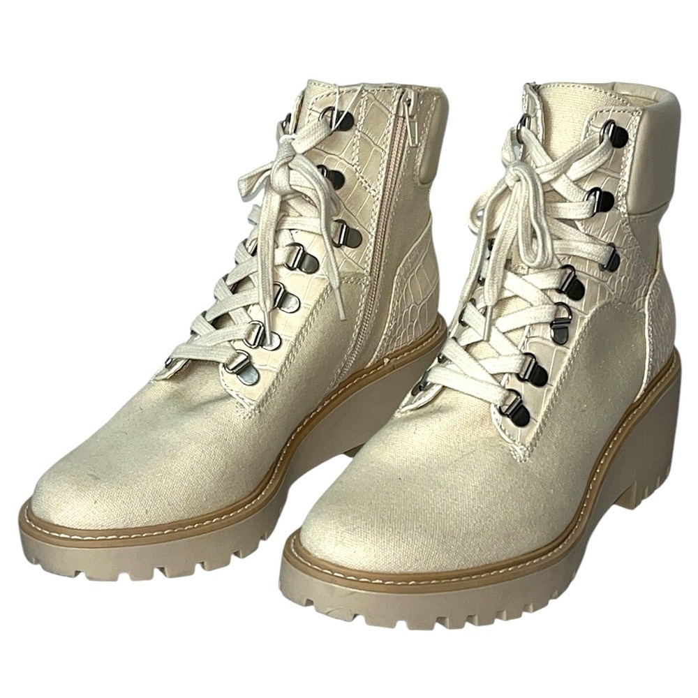 Dolce Vita Hank Lug Sole Combat Boots In Ivory Sz 9